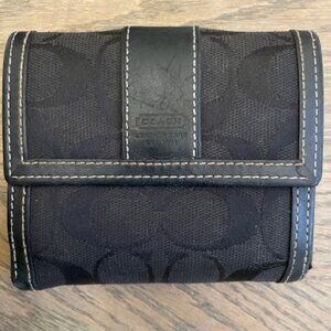 Vintage COACH Bifold ID Wallet Black Signature C Logo